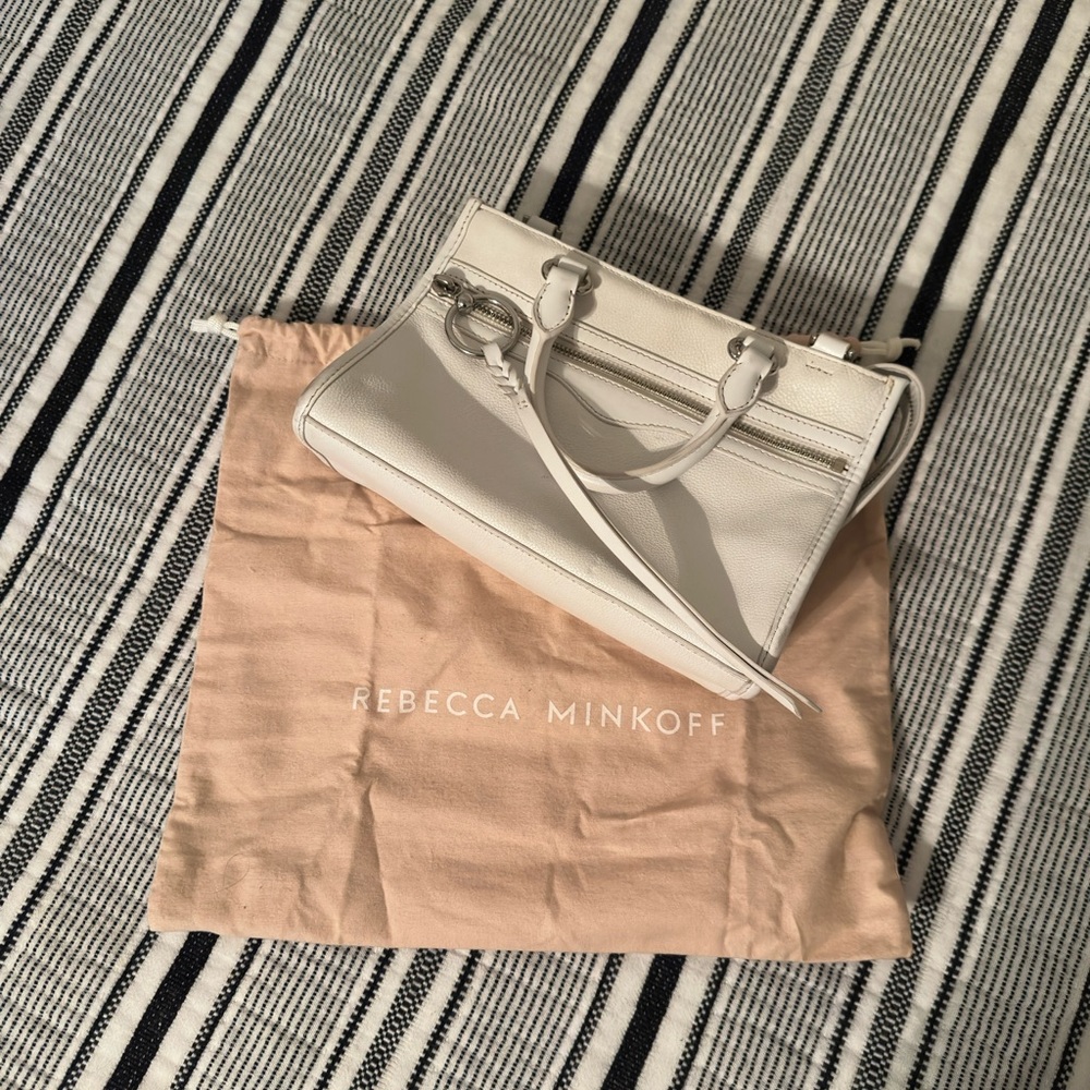 Rebecca Minkoff MICRO BEDFORD LEATHER SATCHEL - BURGUNDY IN ICE GRAY/SILVER